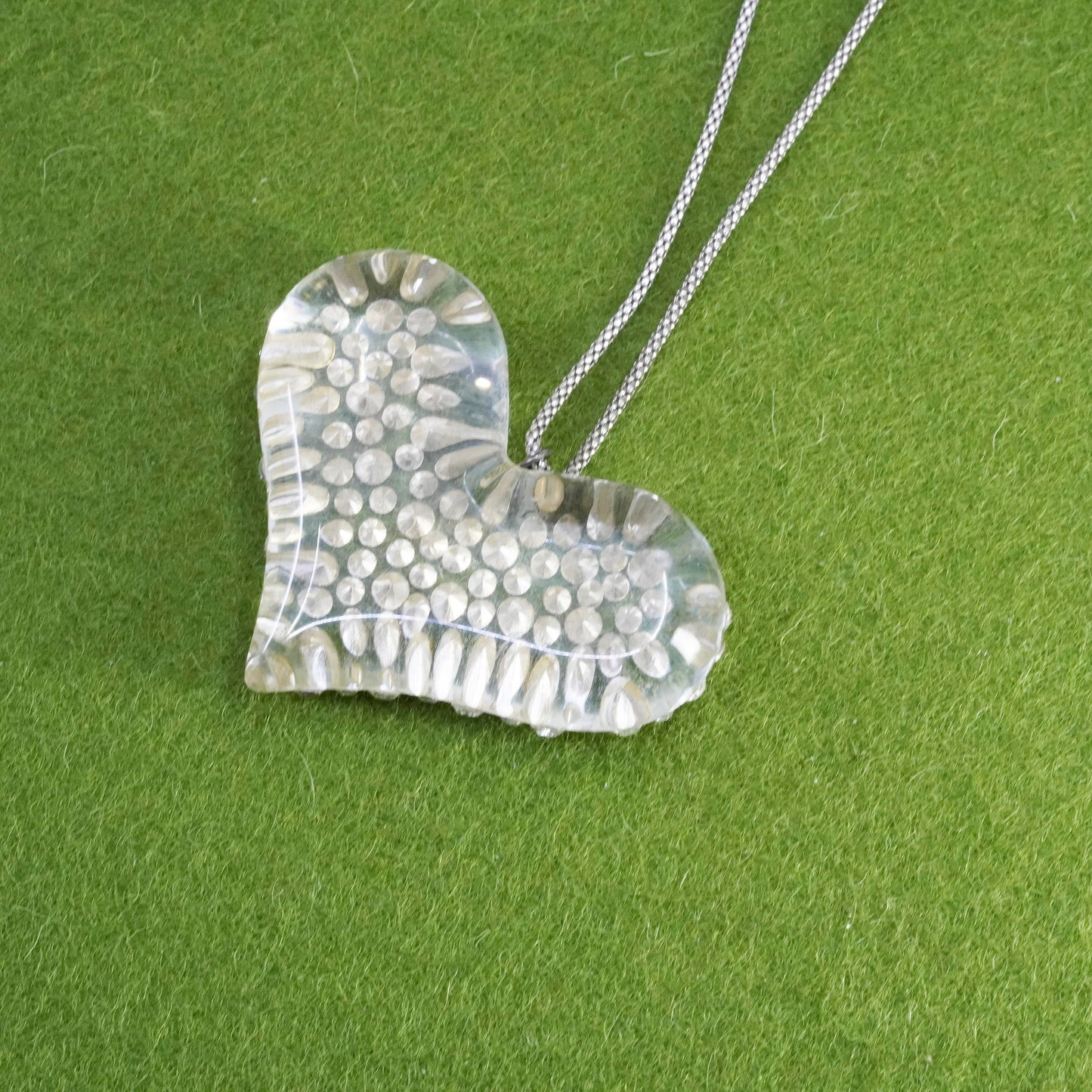 16”, sterling silver handmade necklace, 925 popcorn chain resin heart Pendant