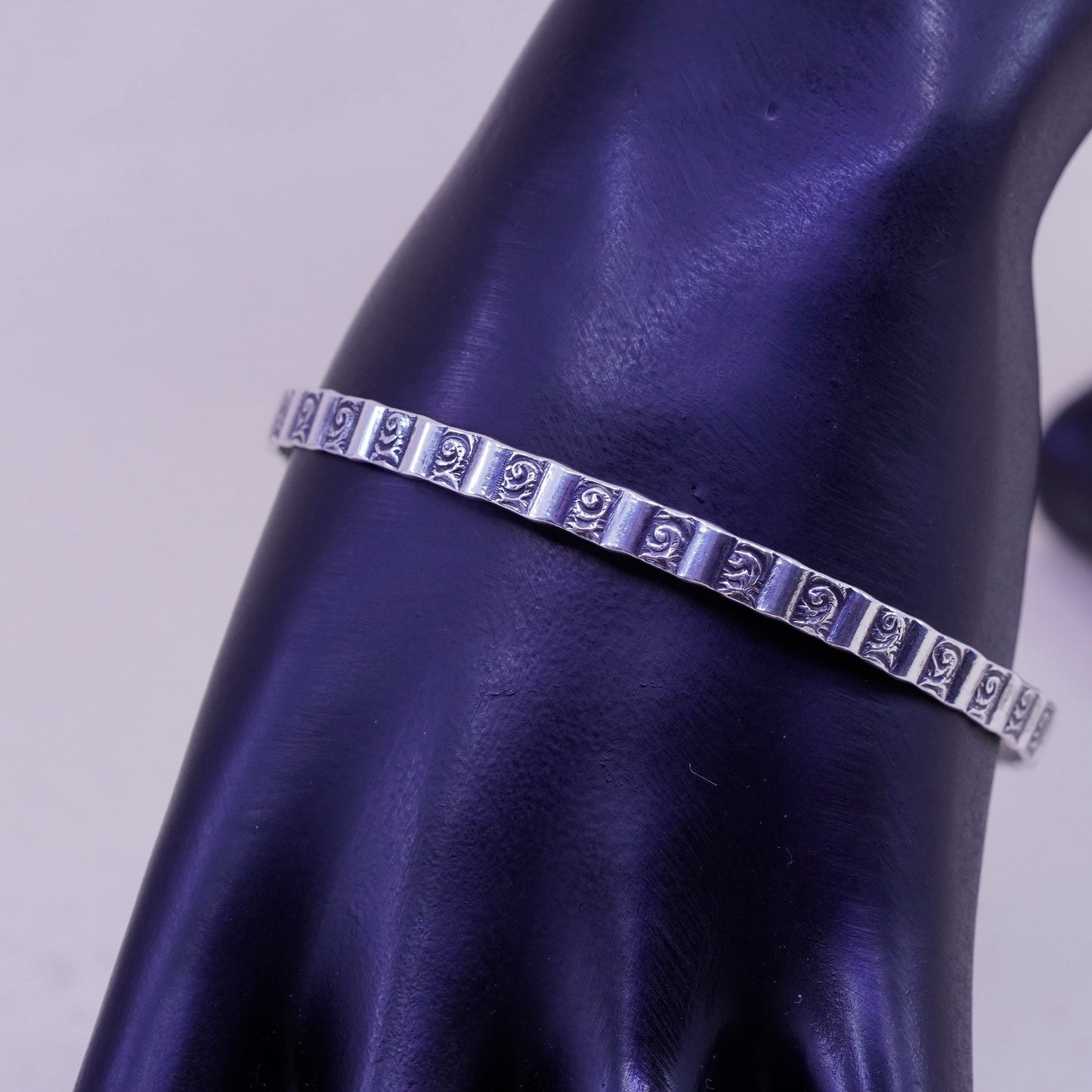 8”, danecraft sterling silver handmade 925 silver bracelet, textured bangle