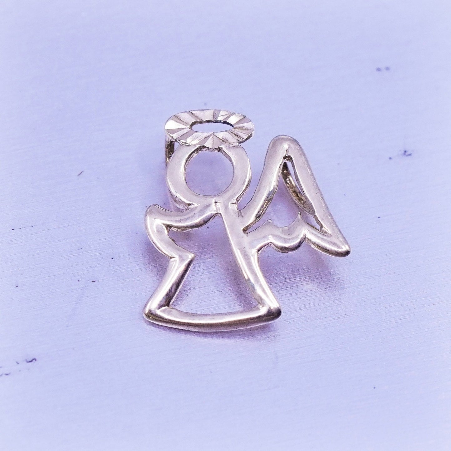 Antique 10K yellow gold handmade charm, tiny Angel pendant