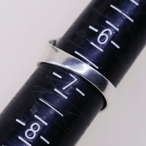 Sz 6.75, Vtg Ribbed Sterling Silver Handmade Wrap Ring, Stamped 925