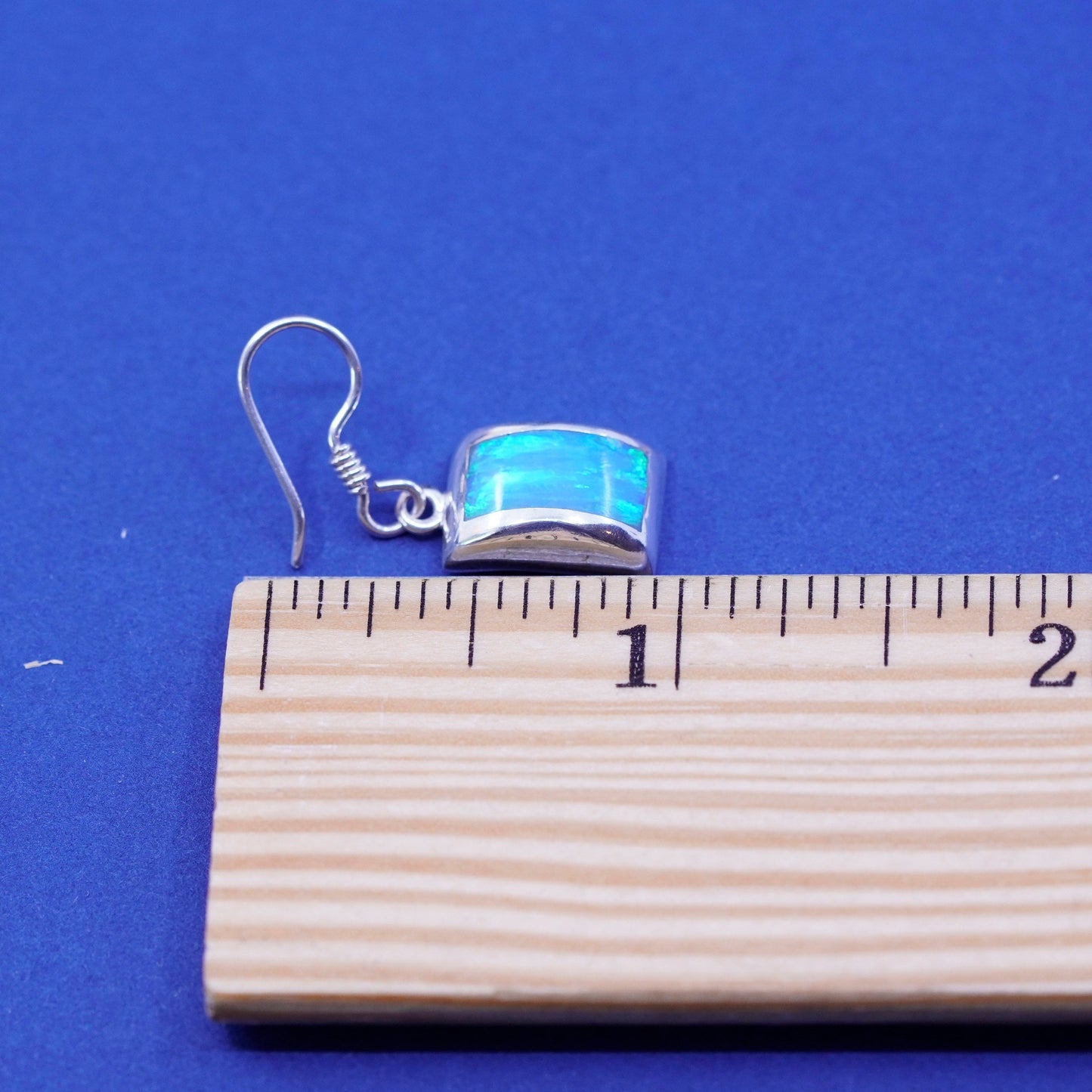 Vintage mexico sterling 925 silver handmade earrings with opal inlay