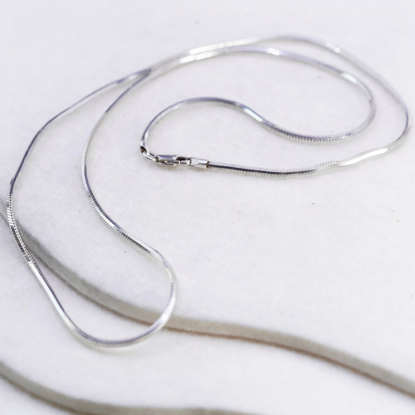 24” 2mm, vintage Italy Sterling 925 silver squared snake chain necklace