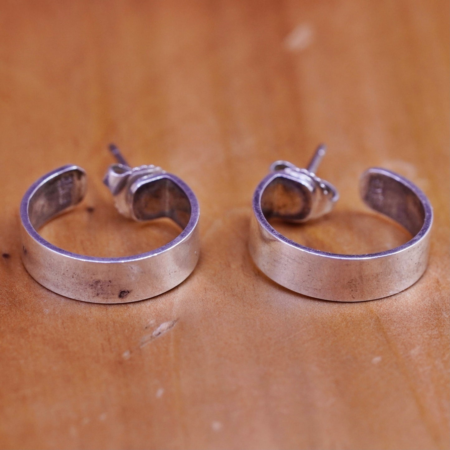 James Avery retired silver handmade earrings, modern 925 huggie, hoops studs
