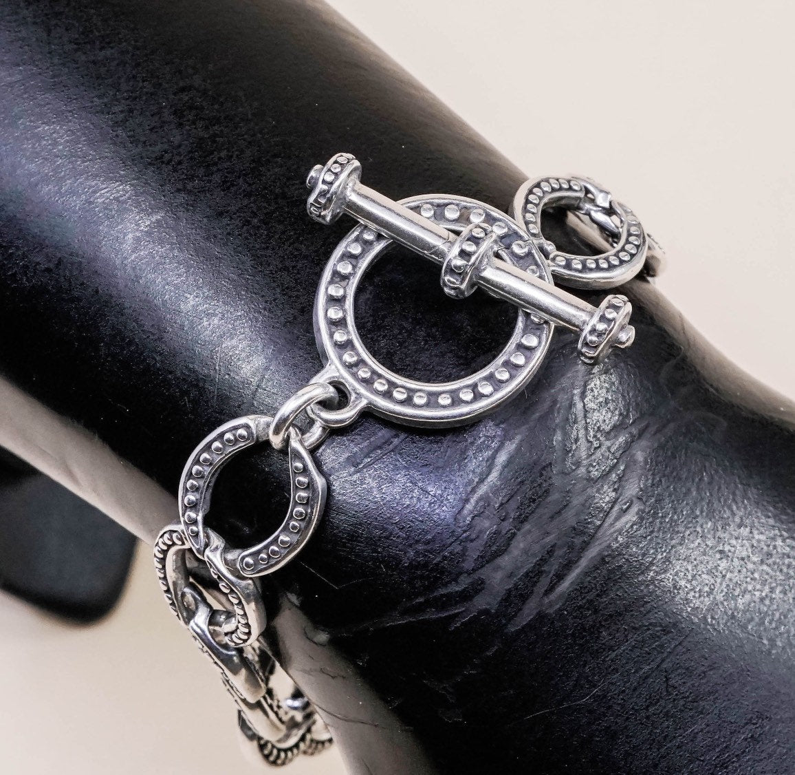 7", VTG sterling silver link bracelet, charm bracelet, 925 curb link chain