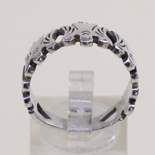 Size 9.25, Vtg Sterling Silver Handmade Hammered Statement Ring 925 Angel Band