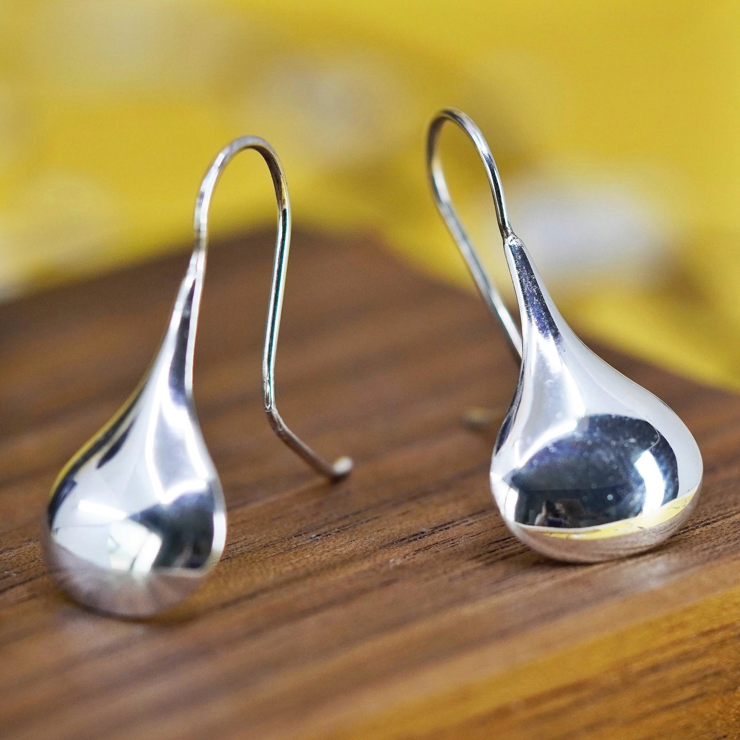 Vintage Sterling silver handmade earrings, 925 teardrop drops
