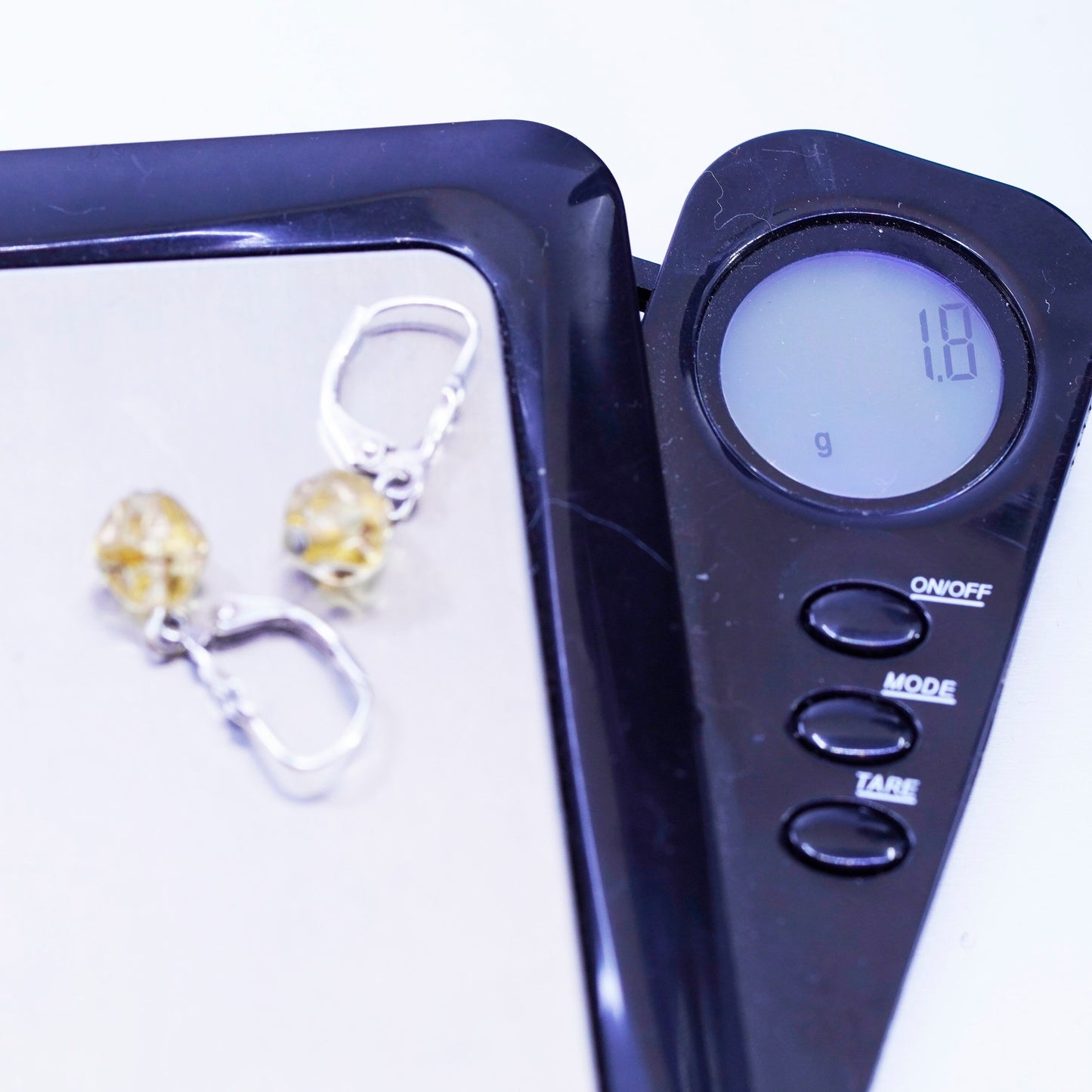 Vintage Sterling 925 silver handmade earrings with citrine beads