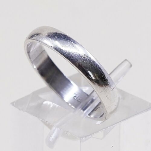 Sz 7, Vtg Wheeler Sterling Silver Handmade Wedding Ring, Navajo 925 Silver Band