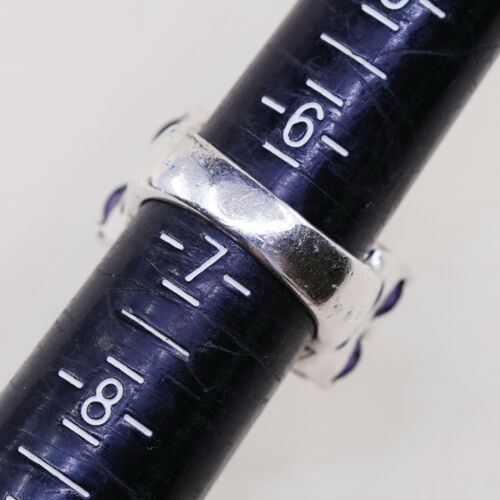 Sz 6.5, Sterling Silver handmade Ring, 925 Silver Ring W/ amethyst, stamped 925