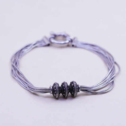 6.75”, Judith Jack sterling silver tennis bracelet, 925 multi snake marcasite