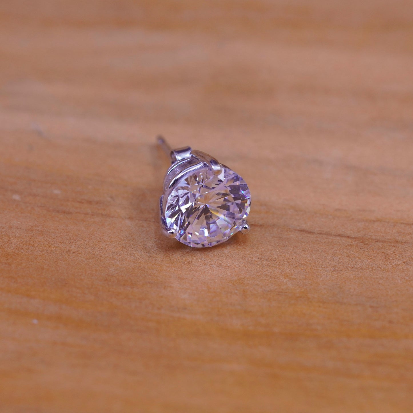 10mm, vintage Sterling silver clear round crystal studs, cz earrings