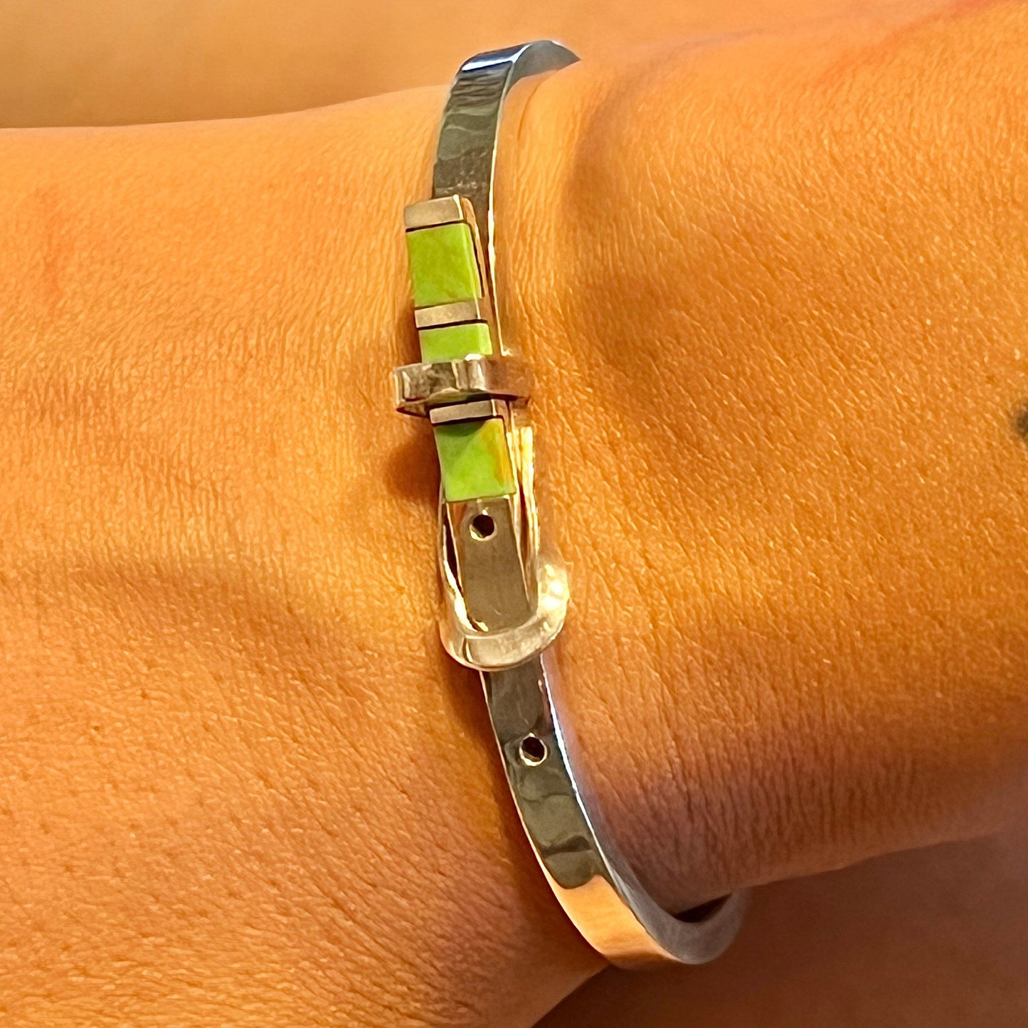 5+1”, vintage sterling silver handmade bracelet, 925 belt bangle with turquoise