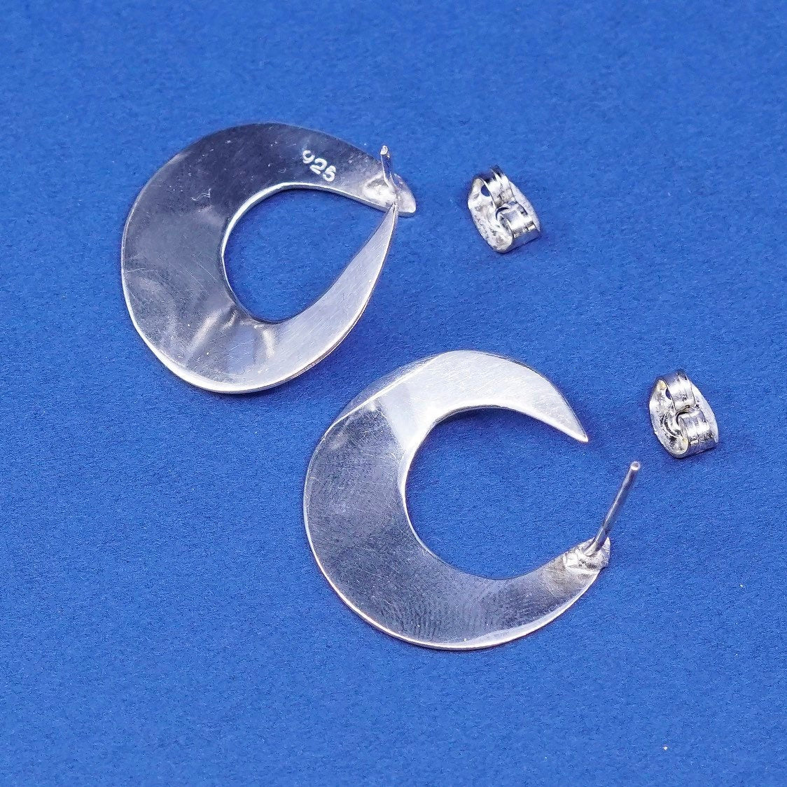 1”, Sterling silver handmade earrings, 925 square hoops
