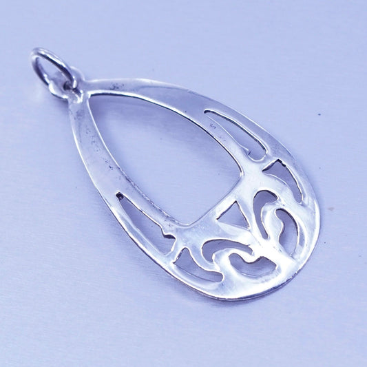 Vintage sterling 925 silver handmade filigree teardrop pendant charm