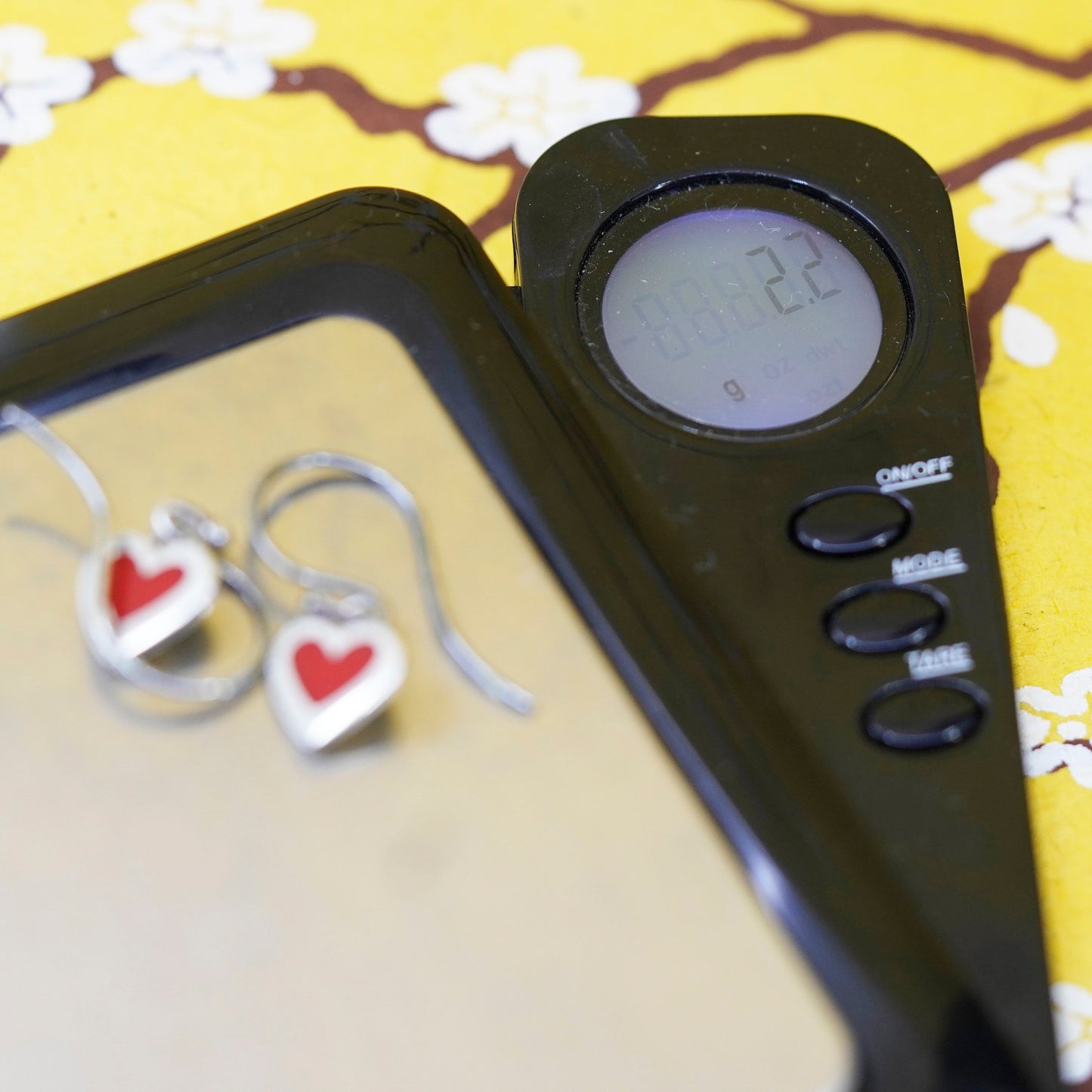 Vintage Sterling 925 silver handmade earrings with red enamel heart
