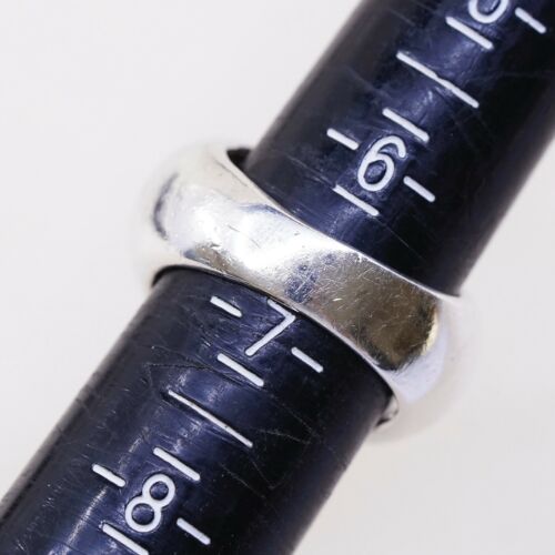 Size 6.75, Vtg Sterling Silver Handmade Ribbed Ring 925 Silver Swirl Band