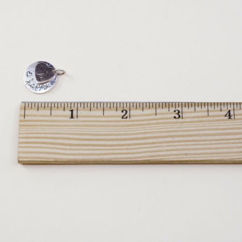 Vintage Two Tone Sterling Silver Pendant, 925 Quote Tag “be Happy” Copper Heart