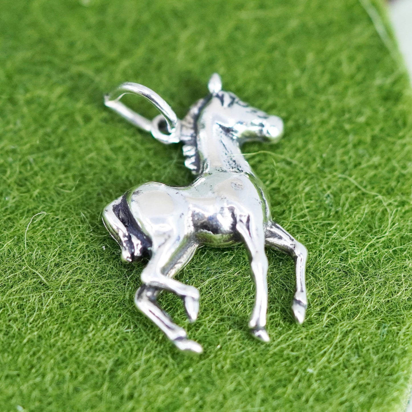Handmade vintage Sterling silver pendant, 925 horse charm