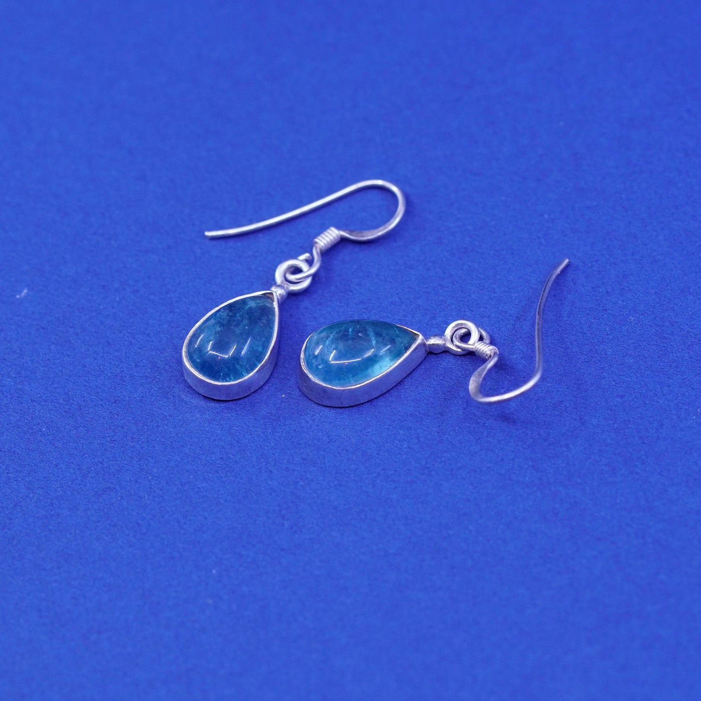 vtg sterling 925 silver handmade earrings with teardrop grape stone prehnite