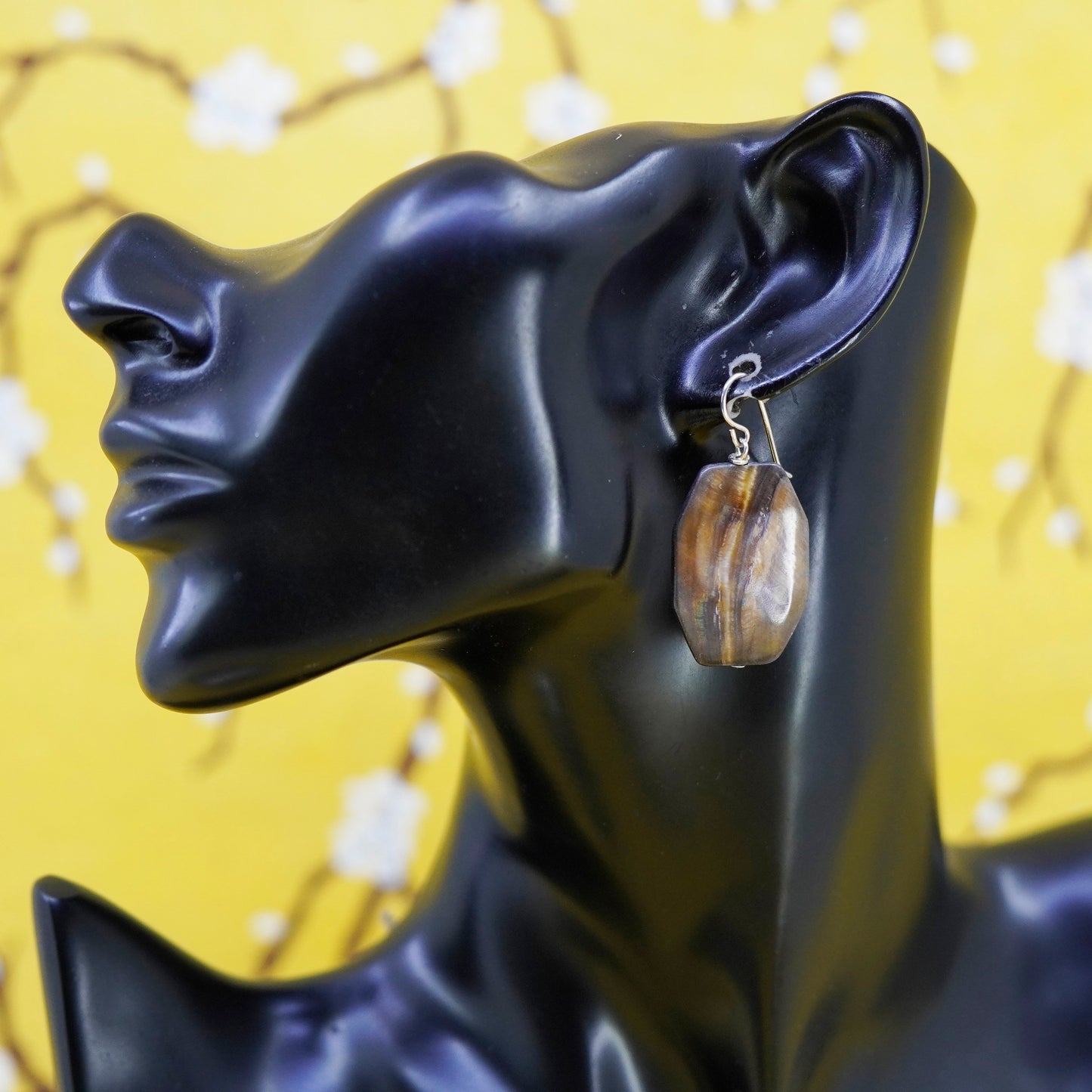 Vintage Sterling 925 silver handmade earrings with abalone