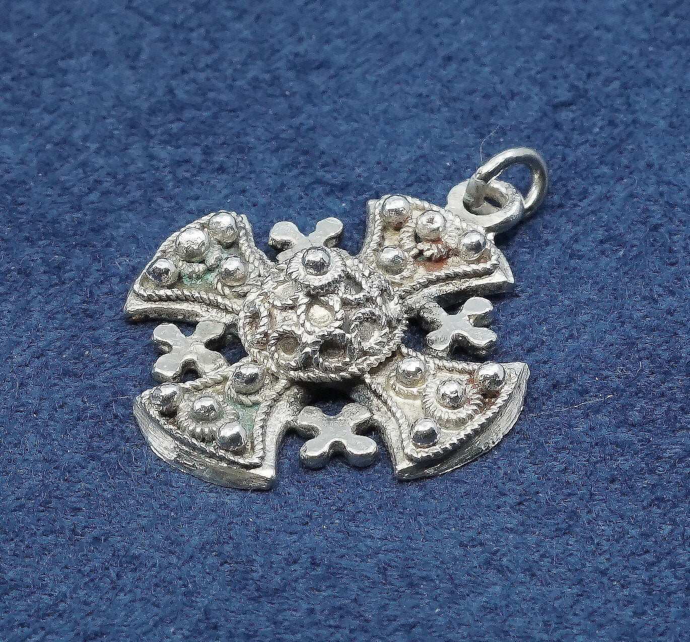 Vtg Filigree Jerusalem Cross handmade Pendant 999 Sterling Silver