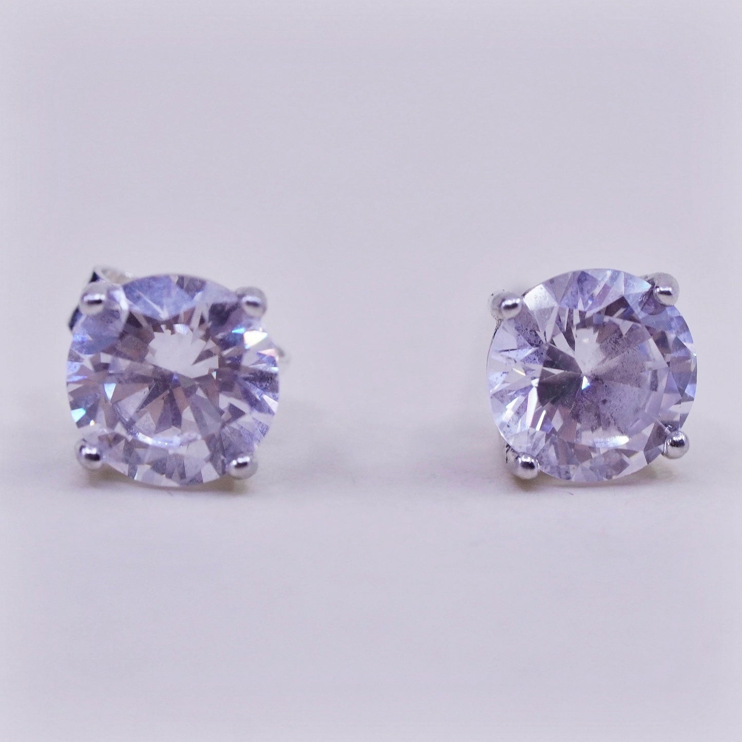 6mm, Vintage sterling 925 silver genuine round cz studs, earrings