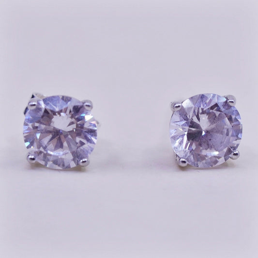 6mm, Vintage sterling 925 silver genuine round cz studs, earrings