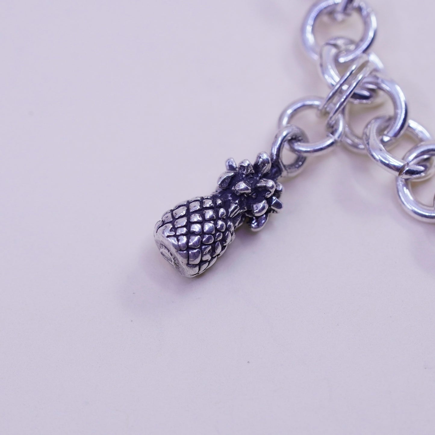 6.75” sterling silver bracelet, bold circle chain heart bible cross piano