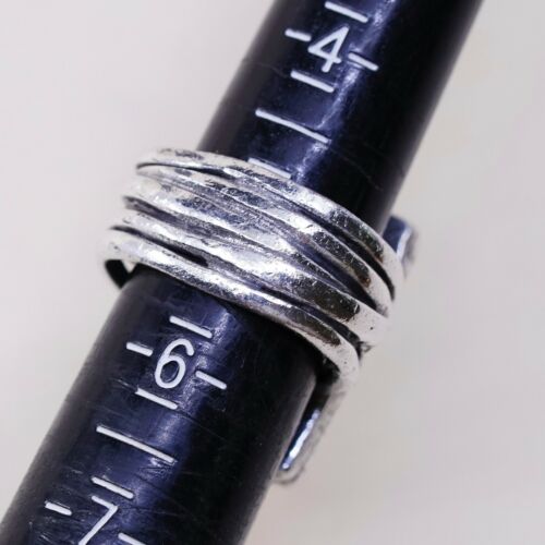 Sz 7, Vtg Israel Sterling Silver Handmade Ring W/ MOP, stamped 925