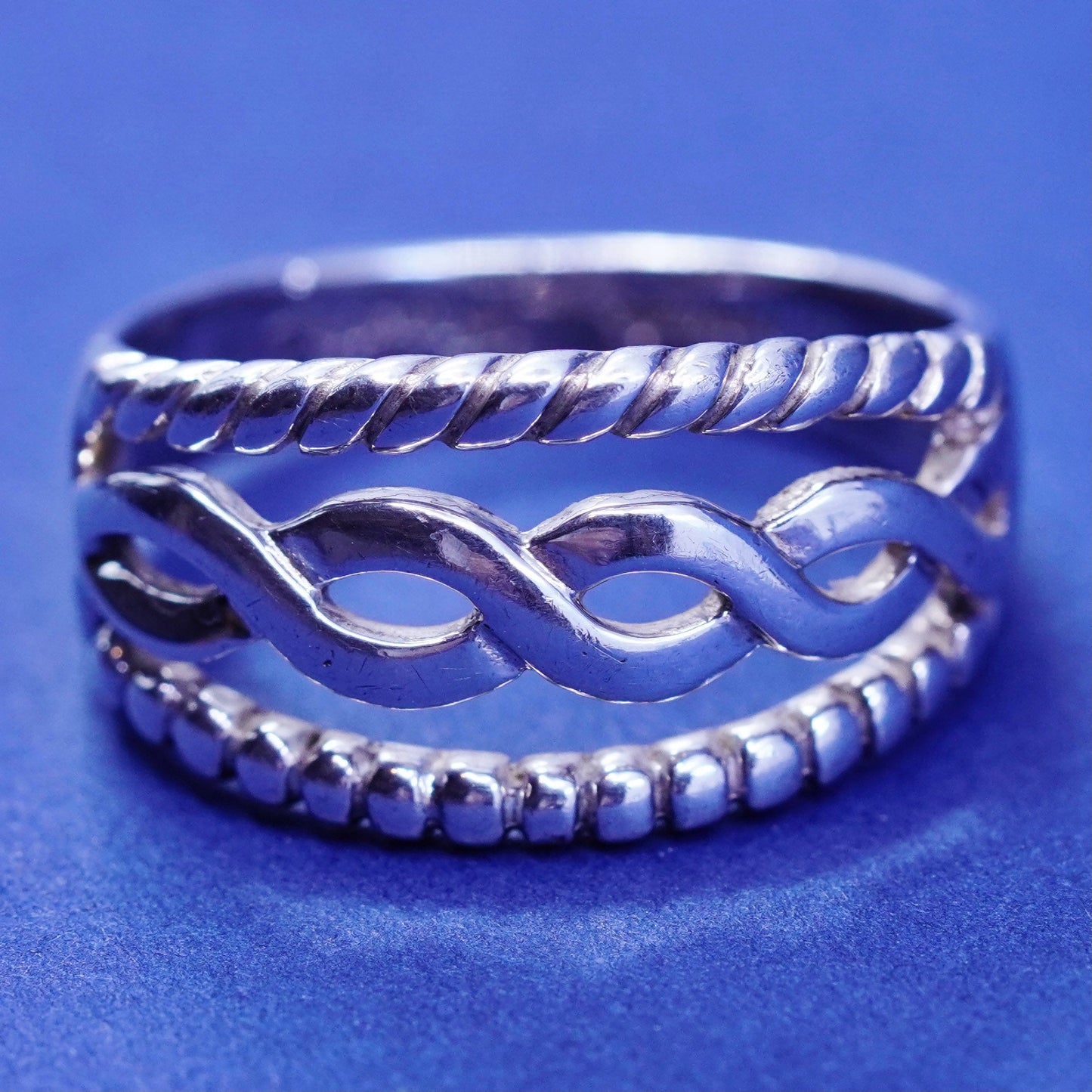 Size 8.25, Sterling silver ring, 925 cable band embossed “friends forever”