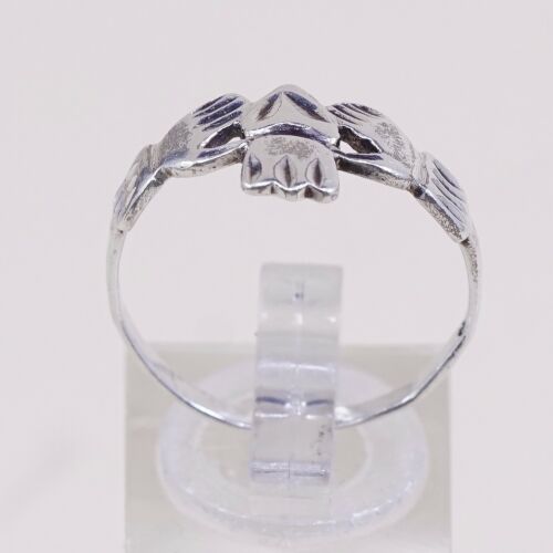 Size 10.25, Vtg Irish Sterling Silver Handmade Ring, 925 Band W/ claddagh Heart