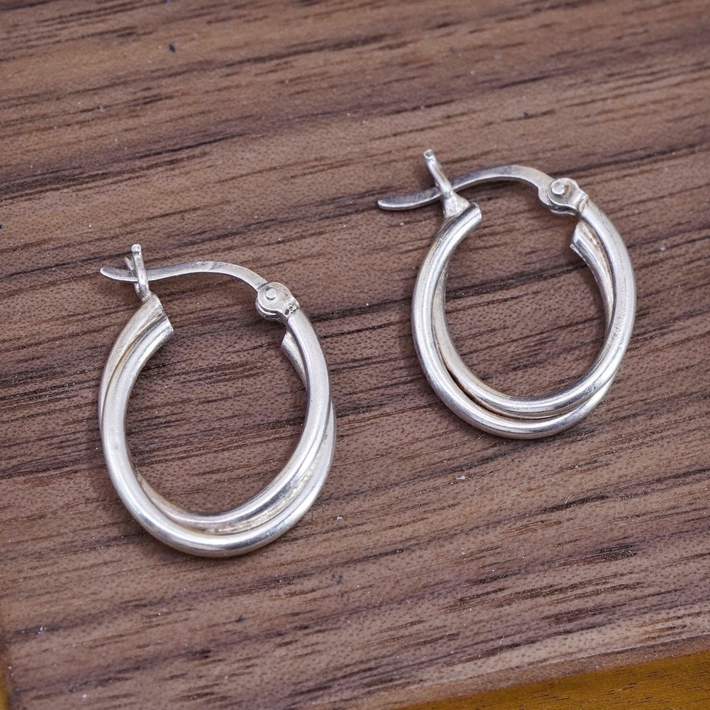 0.75”, Vintage Sterling silver handmade earrings, twisted 925 hoops