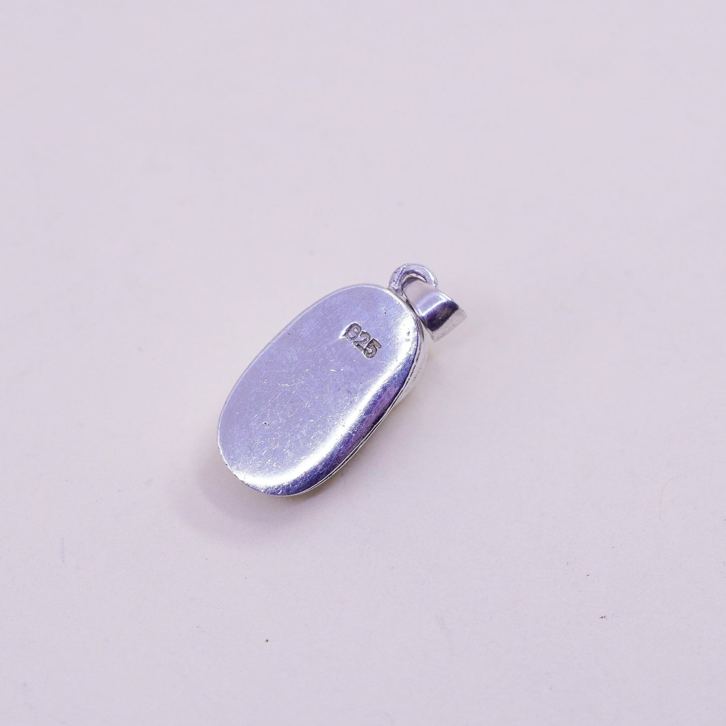 Vintage baby shoe sterling silver handmade pendant, 925 charm with cz