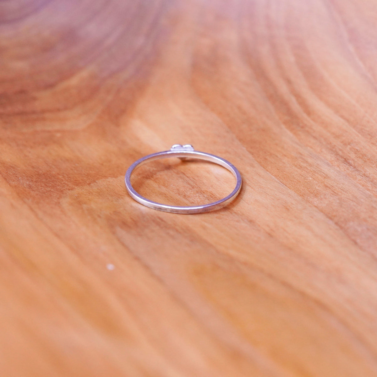 Size 9, vintage Sterling silver handmade ring, 925 thin band heart, stackable