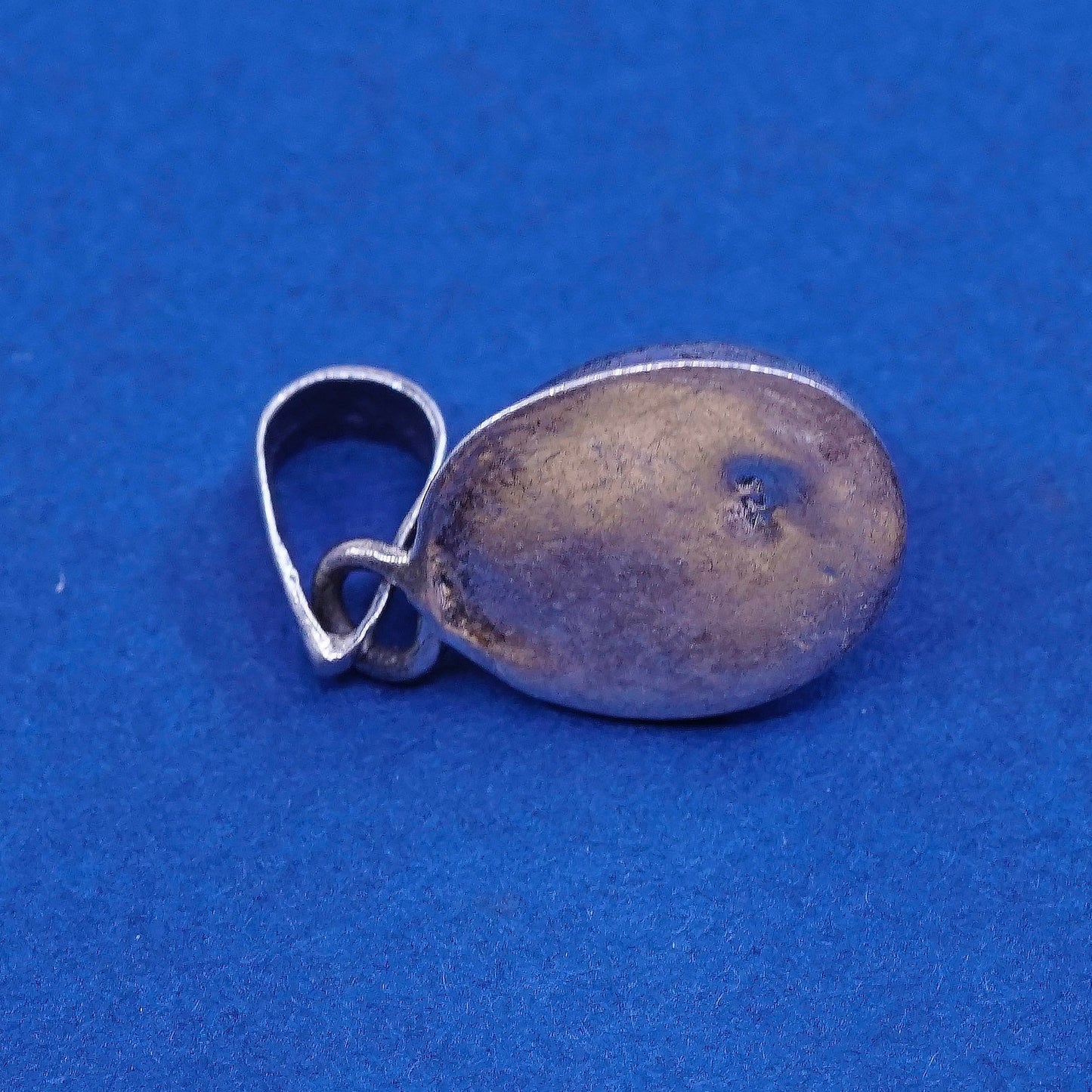 Vintage Sterling Silver Handmade Pendant, 925 with oval larimar, stamped 925