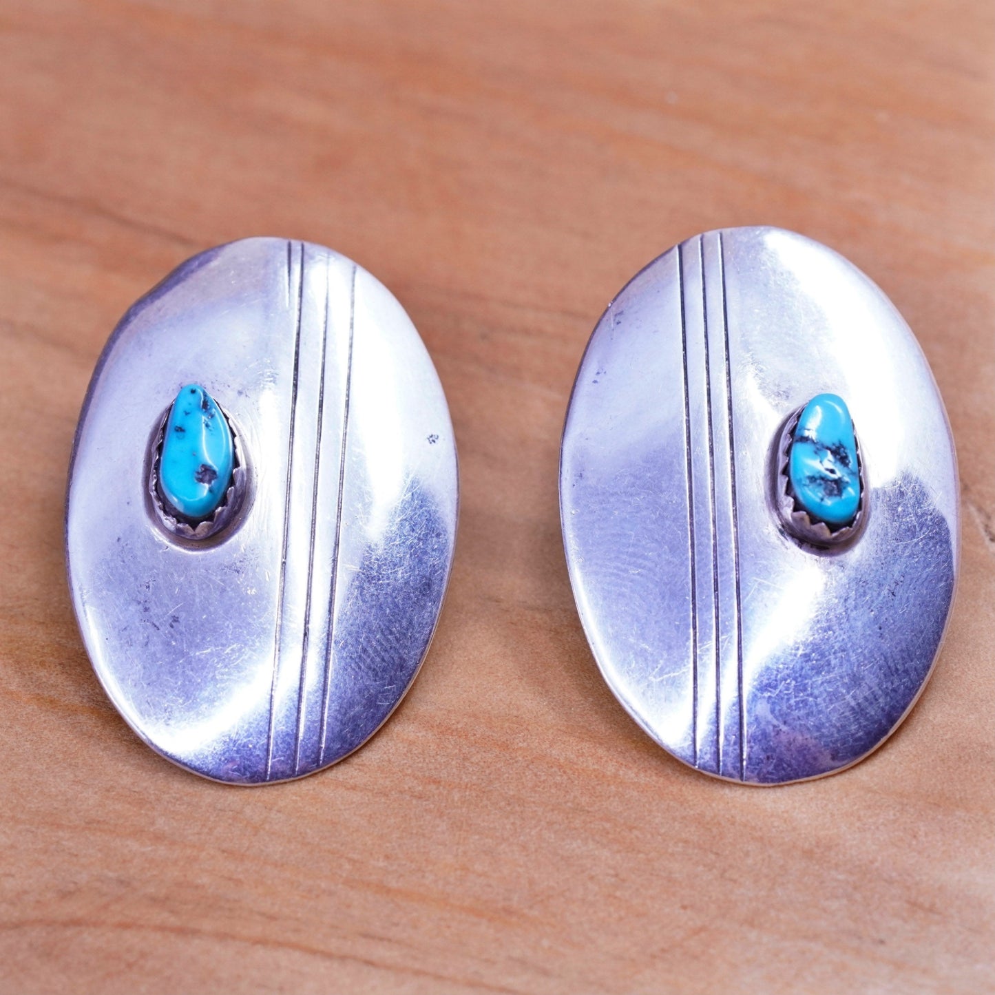 Native American Darrell Victor Sterling silver earrings, 925 studs turquoise