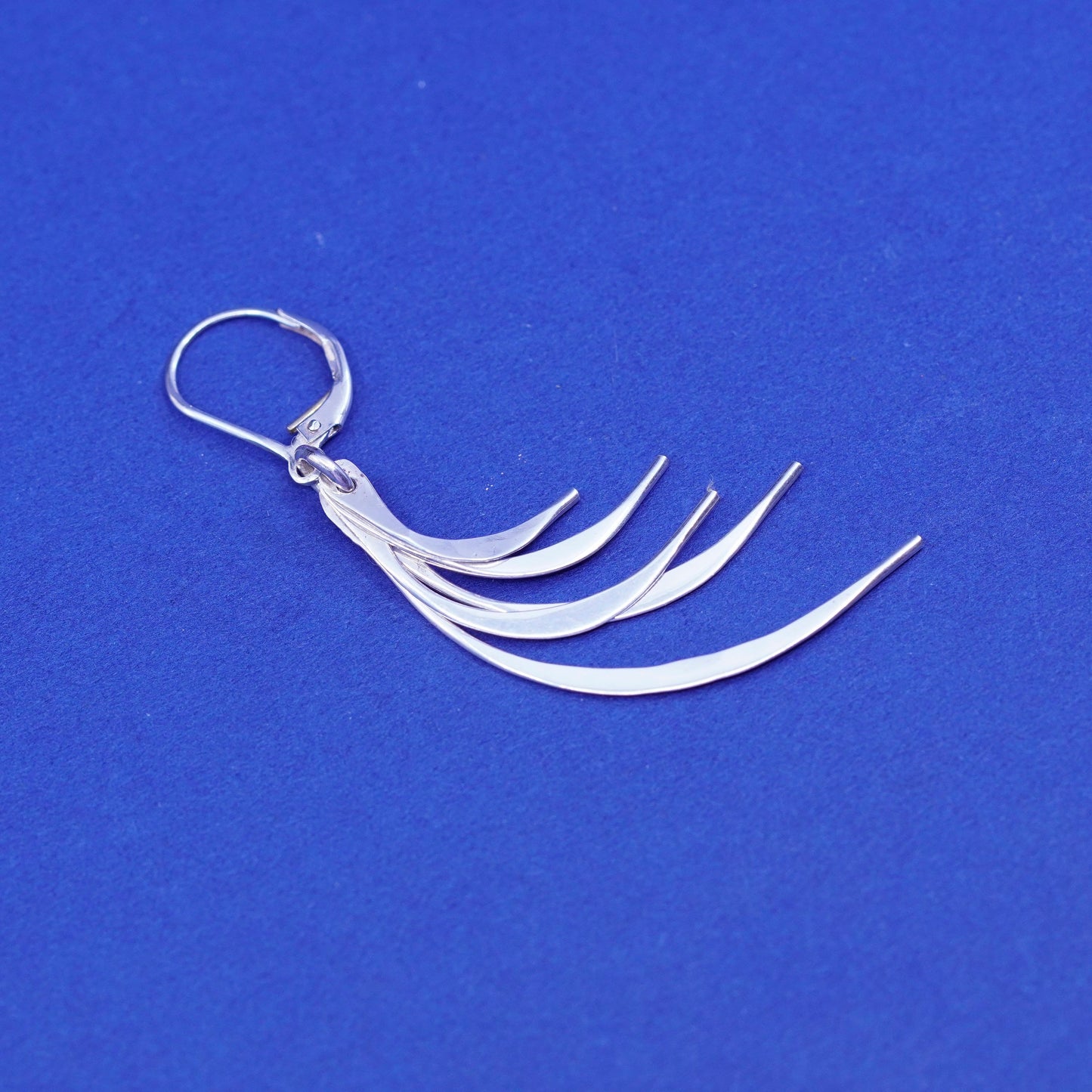 Vintage Mexico Sterling 925 silver handmade earrings with curvy fringe