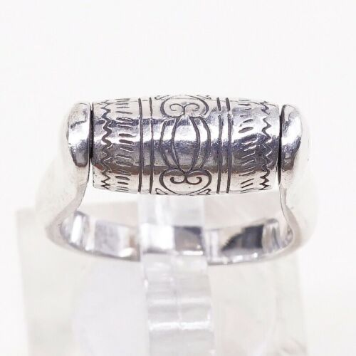 Sz 6.5 Vtg Brighton Sayan Sterling Silver Handmade Ring, 925 Spinner Roller Band