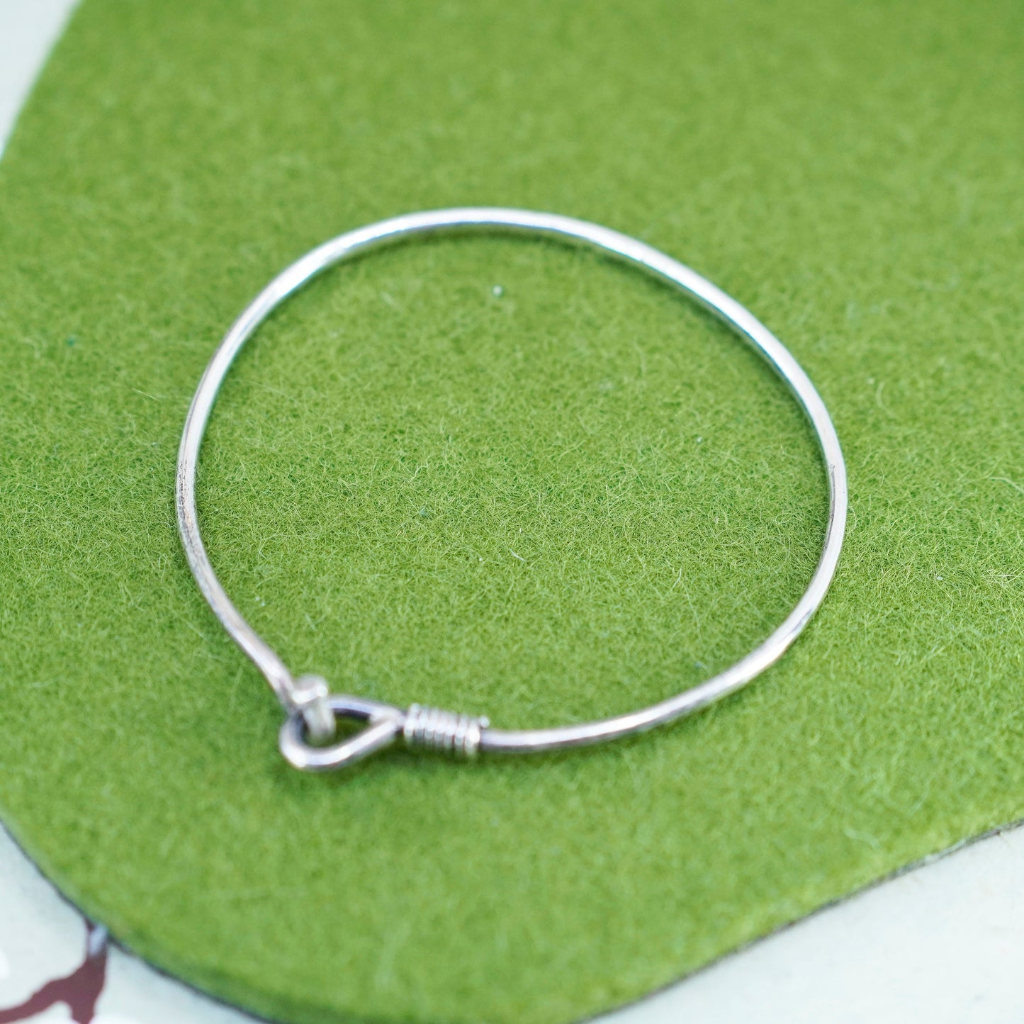 7”, Vintage sterling silver handmade bracelet, hinged 925 bangle