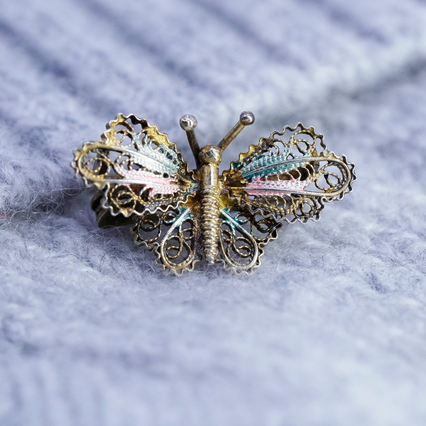 Germany vermeil gold filled sterling 800 silver brooch, 925 filigree flower pin