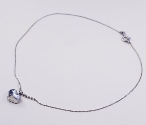 17”, Silpada N0514 925 Sterling Silver Snake Chain Necklace W/ Heart Pendant