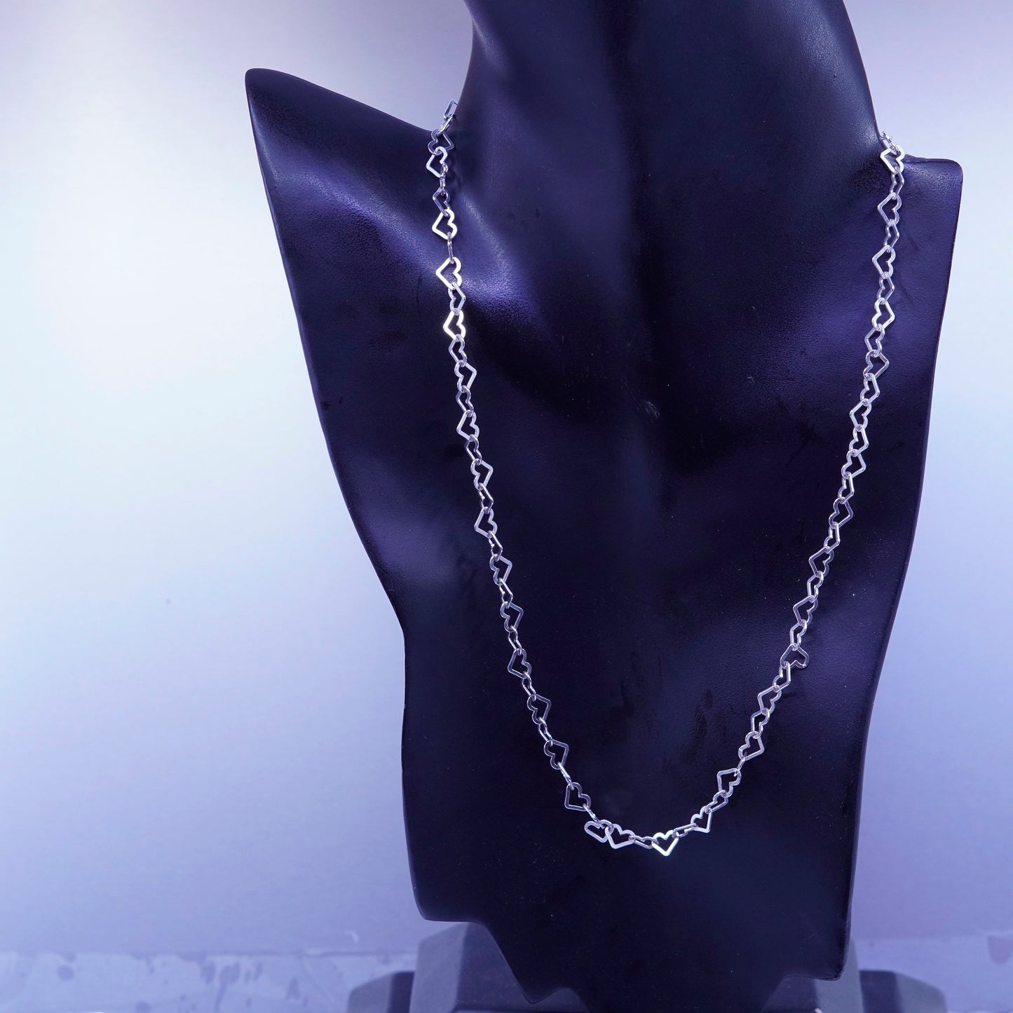 18+1”, vintage Milor Italy Sterling 925 silver handmade heart necklace