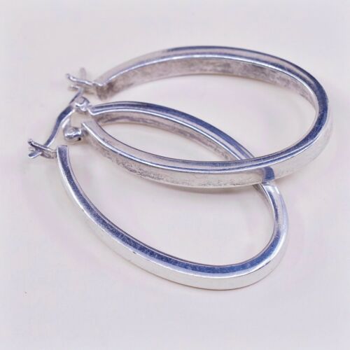 1.5”, Vtg Sterling Silver Hoops, Italy 925 silver, elegant earrings, Huggie