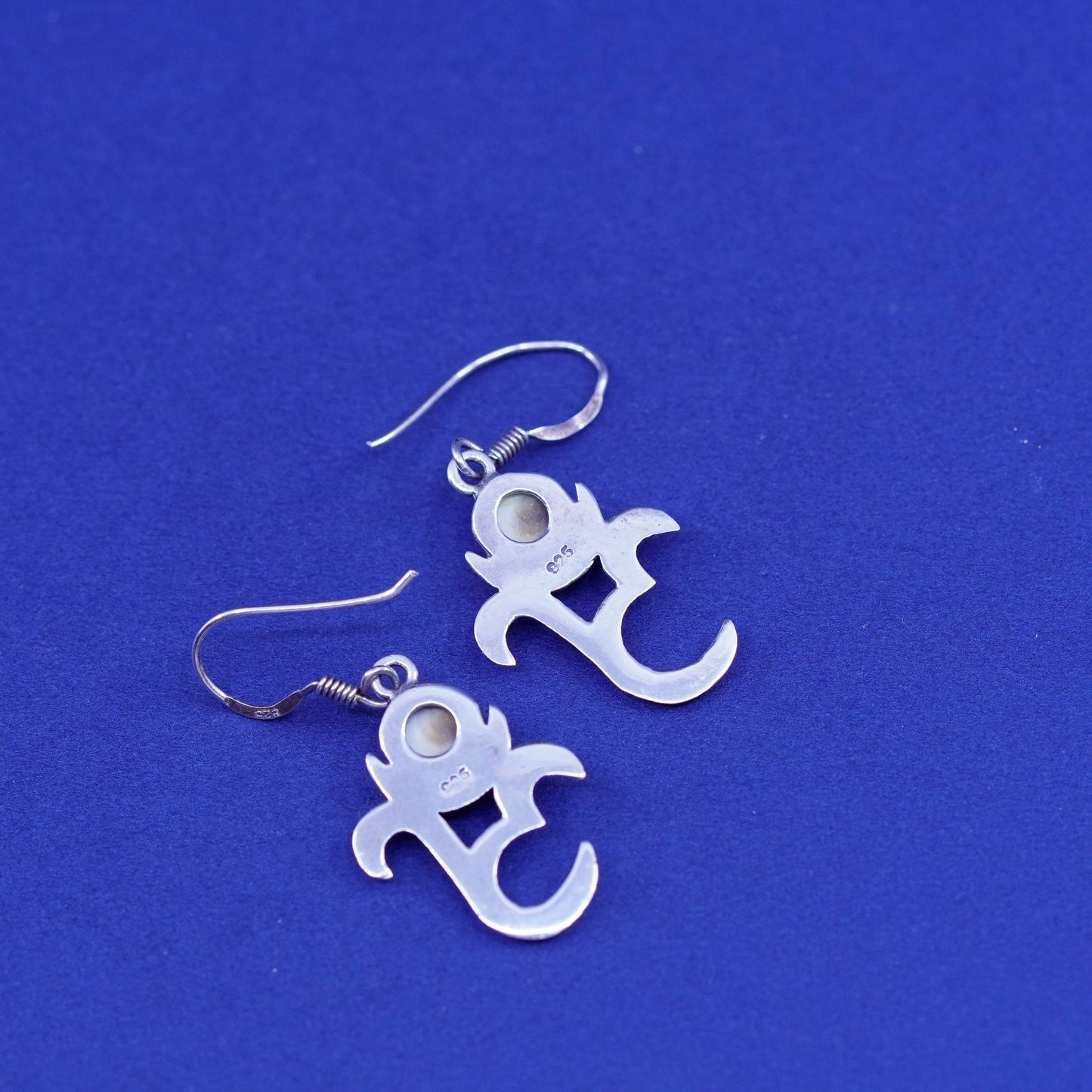 Vintage OM AUM sterling silver handmade earrings, 925 Shiva eye drops