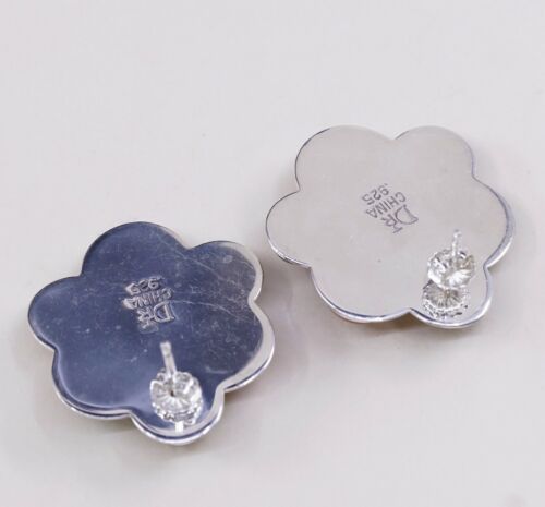 Vtg Jay King DTR Sterling Silver Handmade Cluster Gemstone earrings, 925 Studs