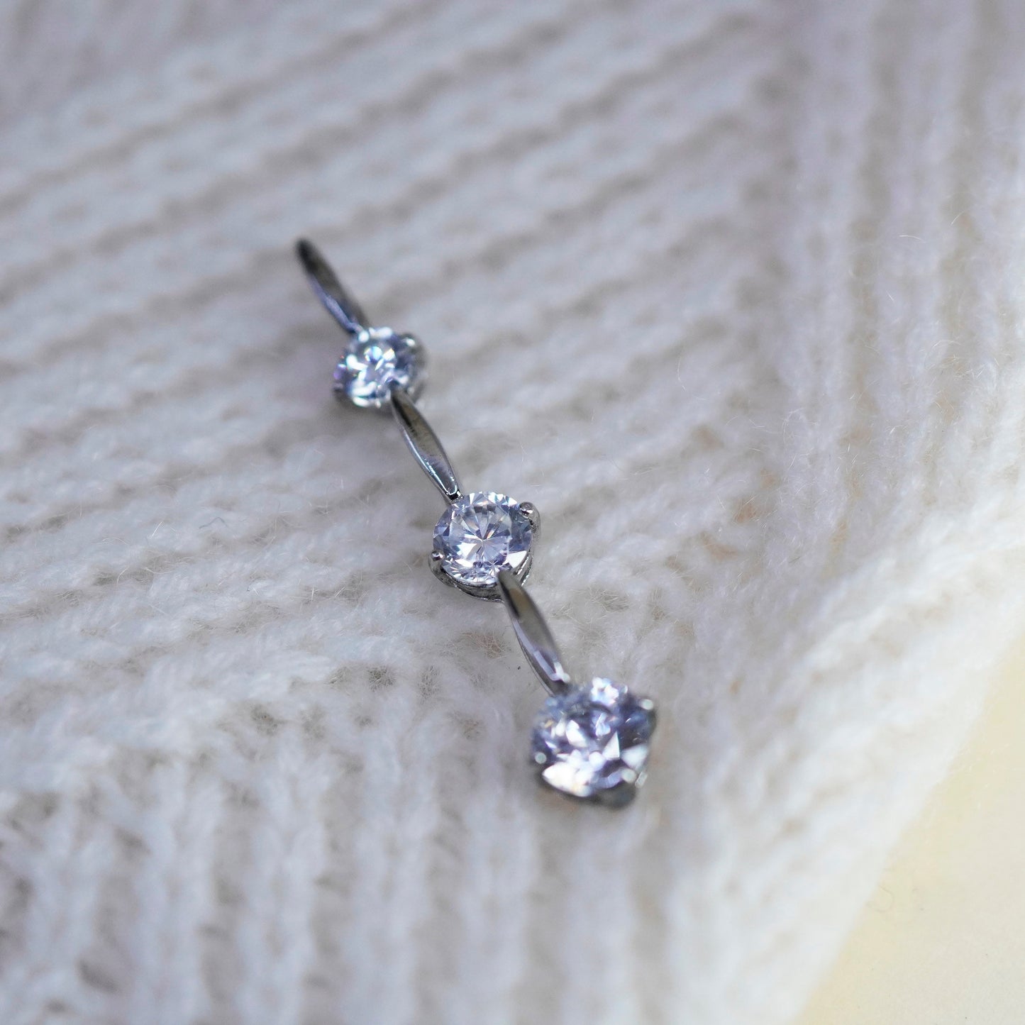 Vintage sterling 925 silver cz crystal bar pendant