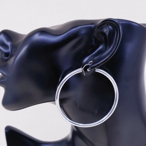 2.25", Vintage Sterling Silver Handmade Earrings, Mexico 925 Silver Huge Hoops