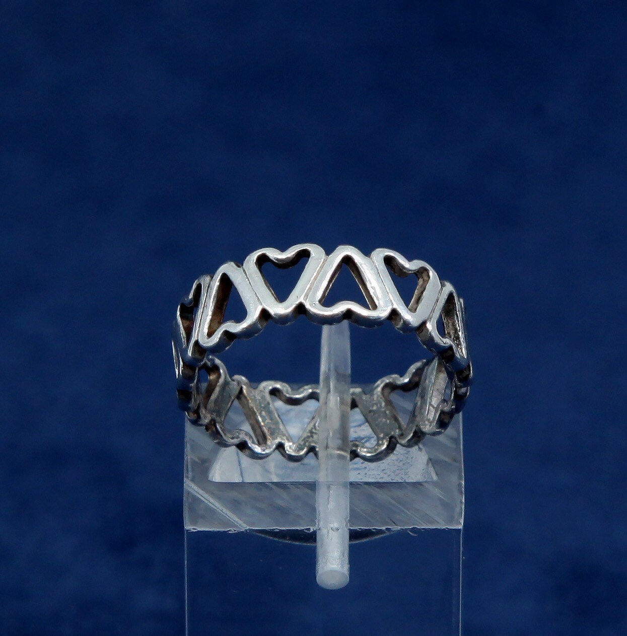 sz 6, vtg BY SS sterling silver handmade ring, 925 heart band