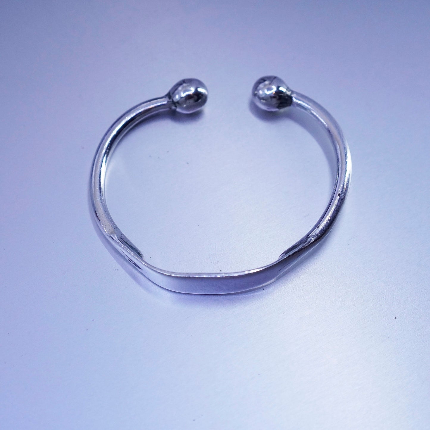 6.5”, Vintage Siam Sterling 925 silver handmade bracelet, cuff with beads