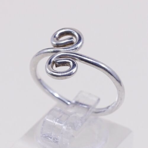 Size Adjustable, Sterling Silver Handmade Ring, 925 swirl Band, Stamped 925